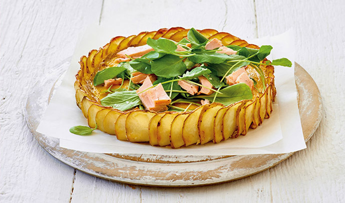 Salmon potato quiche