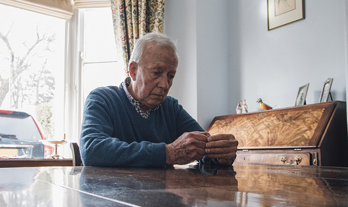 Worried man with lung cancer