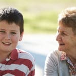 A grandson and grandmother