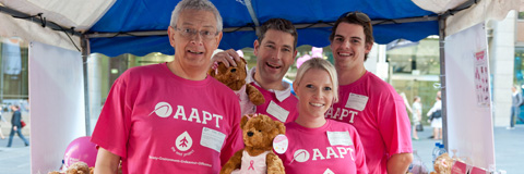 Corporate partners wearing pink
