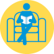 icon showing a person reading on a couch