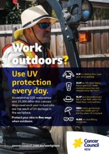 Work outdoors poster UV protection