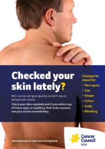 A3 poster reminding outdoor workers to check their skin regularly