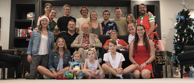 The late Malcolm Edwards and his family at a Christmas party. 