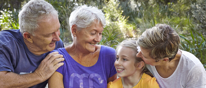 Elderly couple with grandchild and mother.