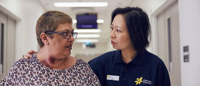 Cancer Council worker supporting a patient.