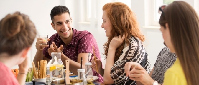 Young adults are frequently eating out. 