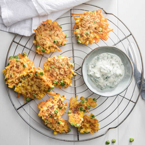 Cut up vegetables fritters.