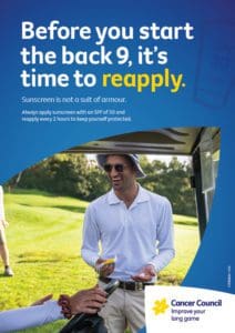 A3 Poster: Before you start the back 9, it's time to reapply
