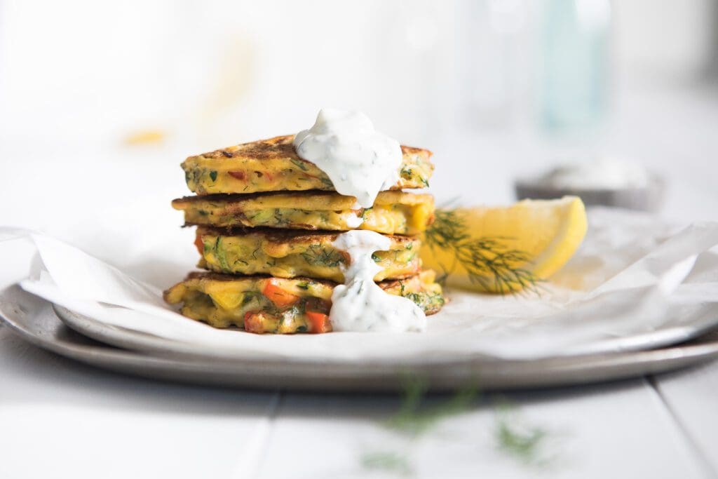 Image of a healthy zucchini corn fritter.