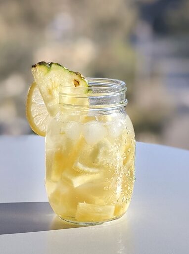 Lemon and Pineapple Sparkler mocktail for dry July