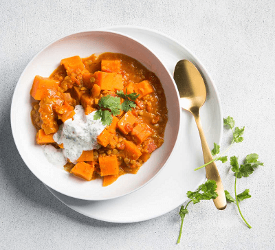 Sweet potato and lentil curry 