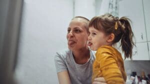 grandma and child tongue out