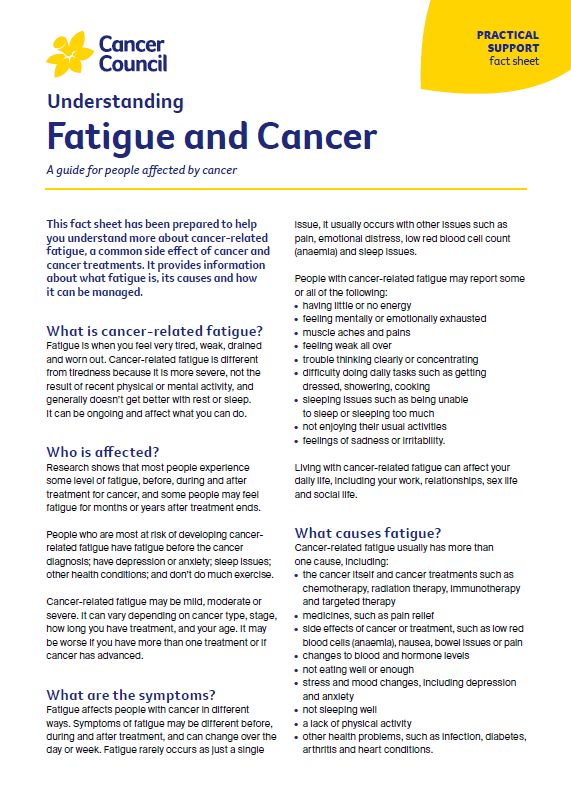 Fatigue and Cancer factsheet