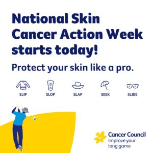 A social media tile highlighting that National Skin Cancer Action week starts today
