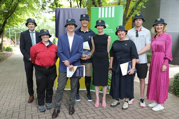 Members of the Australian Institute of Sport (AIS), Paddle Australia, Cancer Council, Melanoma Institute of Australia, and Australian Radiation Protection and Nuclear Safety Agency (ARPANSA) at the Sun Safe guidelines for summer sports launch.