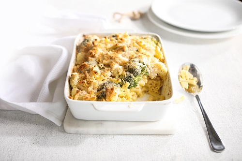 cauliflower and broccoli ‘mac n cheese’ 