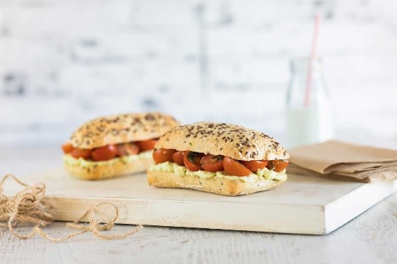  Turkish bread with avocado, ricotta and tomatoes