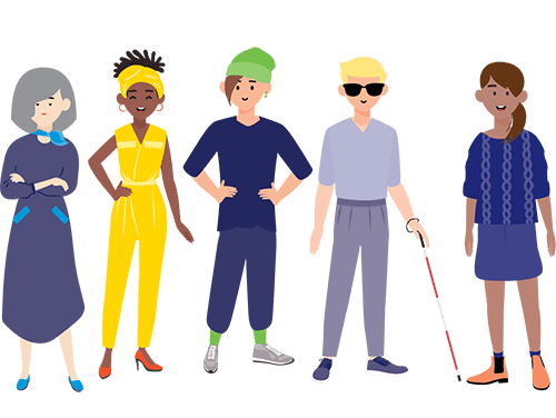 a cartoon group of people