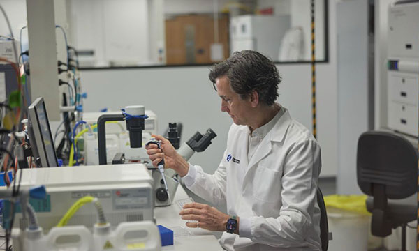 Professor Alex Swarbrick in a medical laboratory
