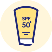 Icon showing 50+ sunscreen