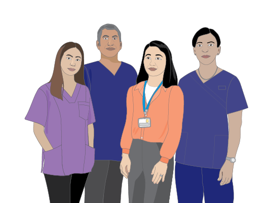 Image of different health professionals that will look after you.