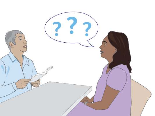 Doctor answering patients questions.