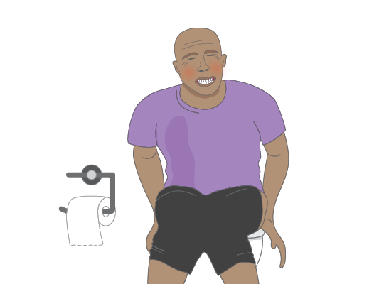 Image of a man on the toilet.