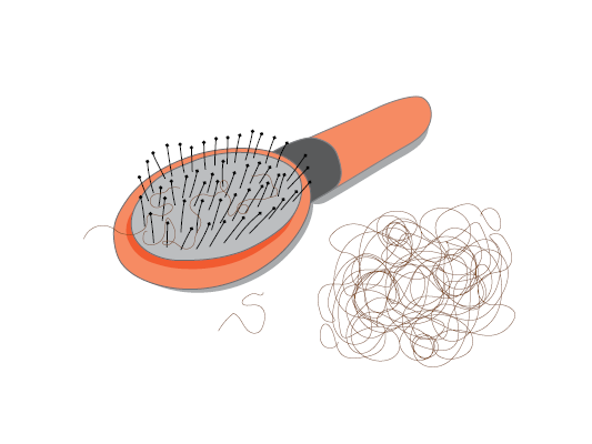 Image of a hairbrush with hairballs.