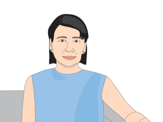 Image of a woman sitting on couch.