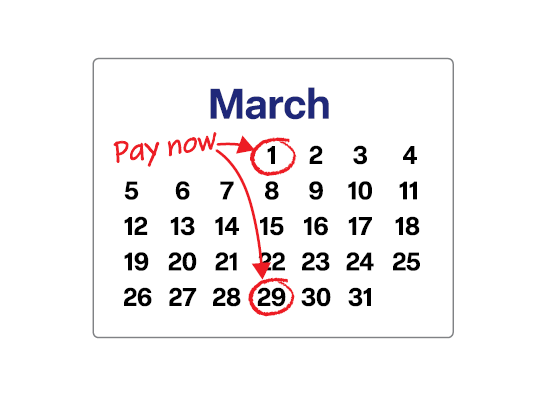 Image of calendar with dates circled.