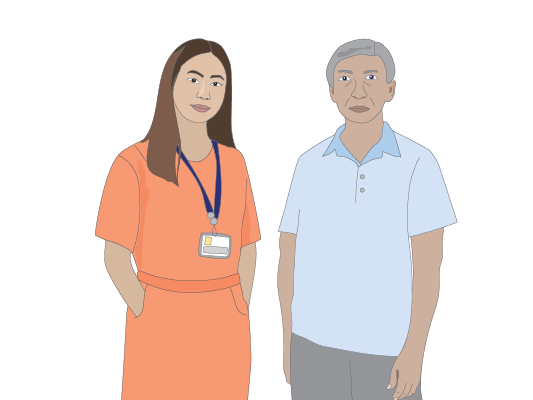 Image of a social worker and her client.