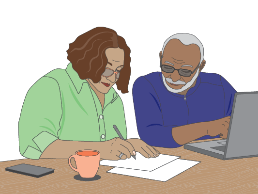 Image of couple doing their finances.