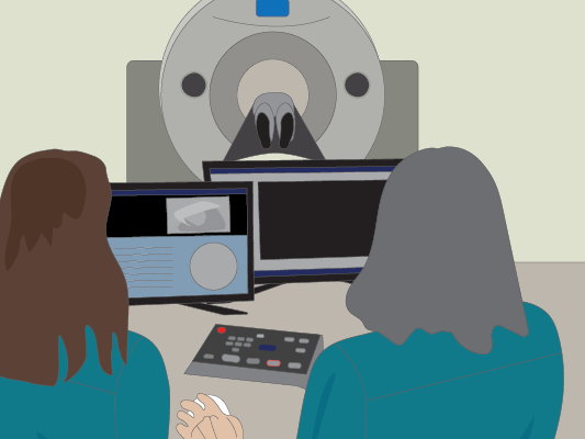 Image of CT scanner controls.
