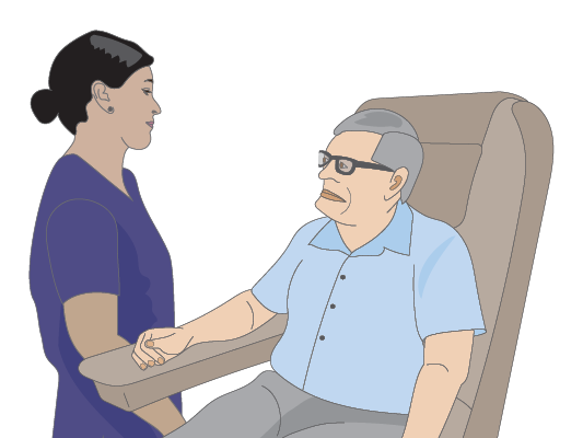 Image of nurse talking to patient.