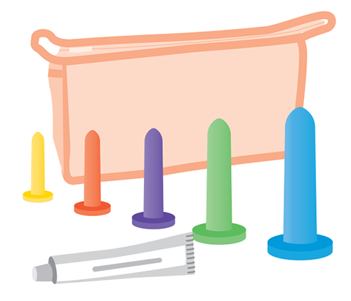 A vaginal dilator is a tube-shaped device made from plastic or silicone. It can help keep your vagina open after treatment.