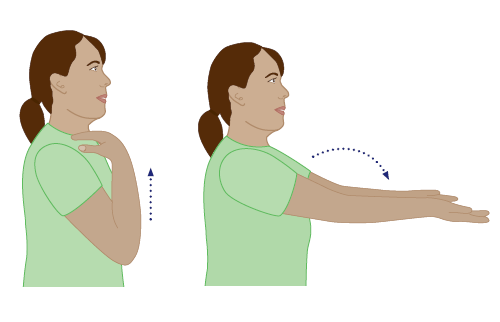 Illustration of woman doing elbow stretch exercise