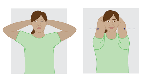 Illustration of woman doing elbows together exercise