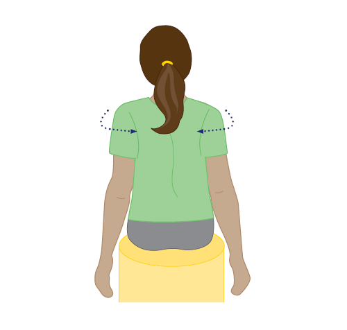 Illustration of a woman doing shoulder squeeze exercise