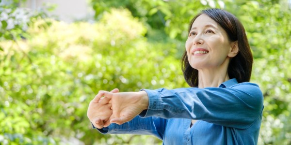 Photo of a woman stretching