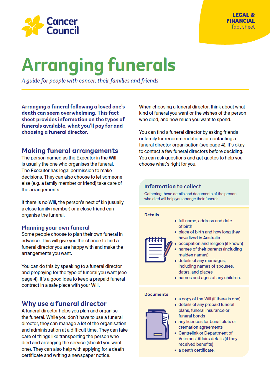 Arranging funerals  cover thumbnail