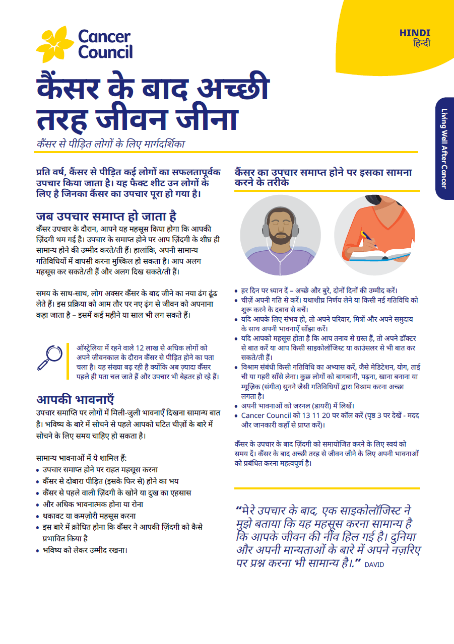 Cover of fact sheet Living Well After Cancer
