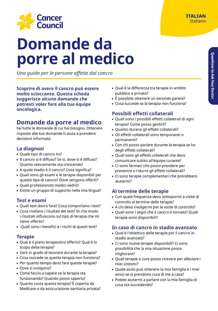 Cover image for fact sheet Questions to ask your doctor