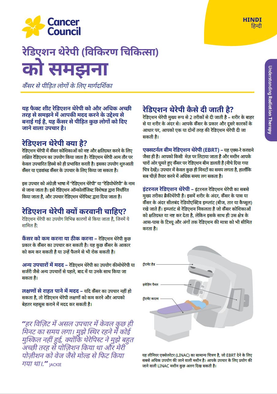 Cover for fact sheet understanding radiation therapy