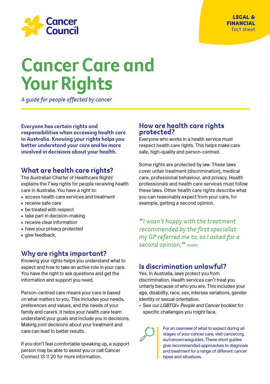 Cancer Care and Your Rights cover thumbnail