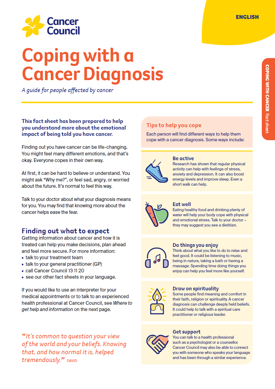 Cover for Spanish-English fact sheet coping with a diagnosis