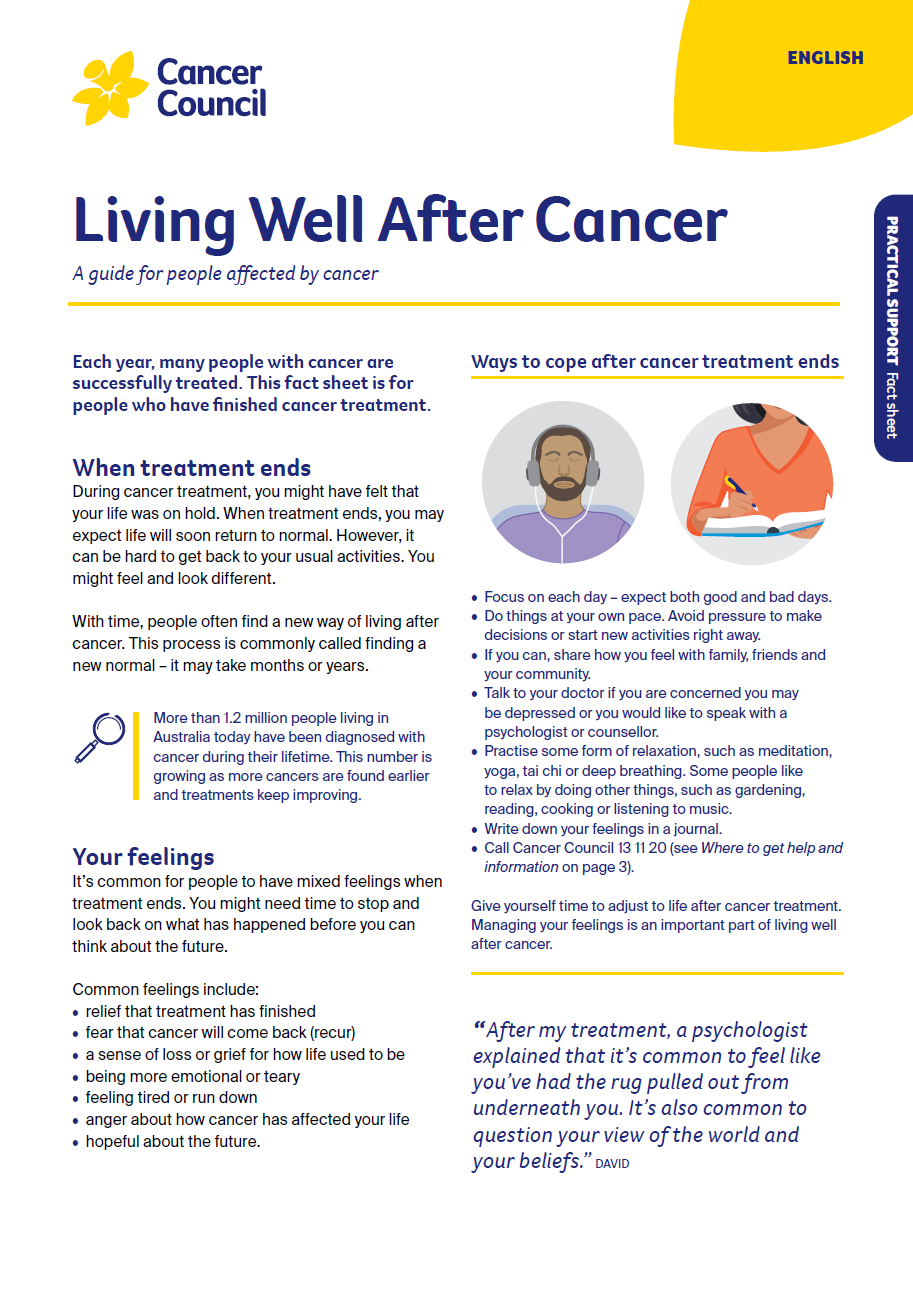 Cover for Spanish-English fact sheet Living Well After Cancer