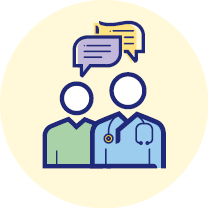 Icon showing two people talking