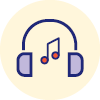 Icon of headphones and music note