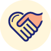 Heart-shaped Icon of holding hands, in two colours